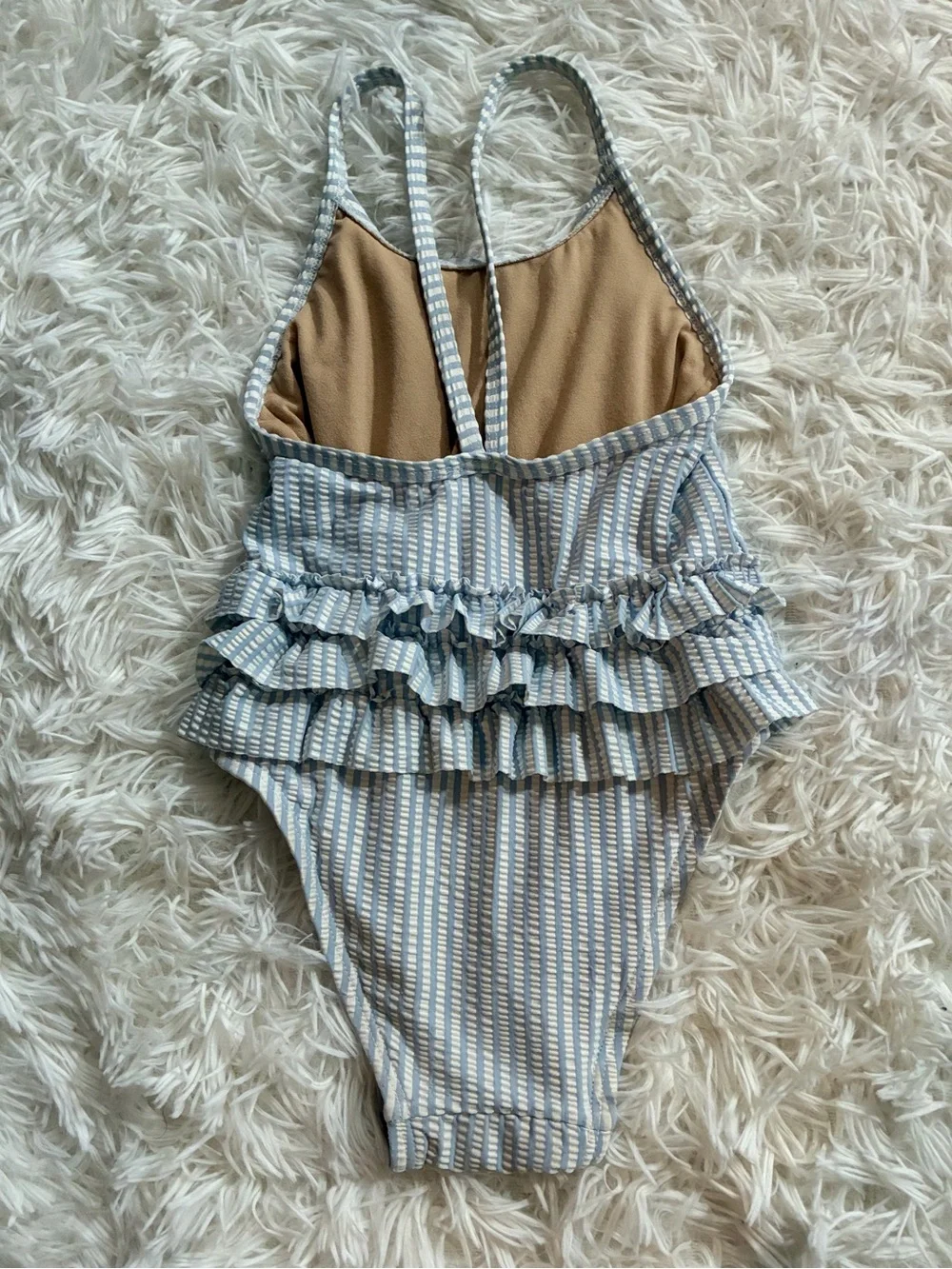 Old Navy Seersucker Ruffle Stripe Nautical Swimsuit One Piece Toddler Girls 5T